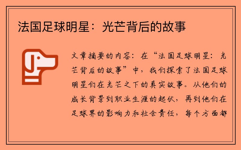 法国足球明星：光芒背后的故事